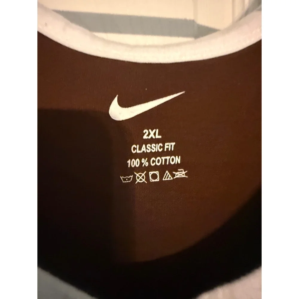 Nike Mens Sportswear Tank Top Chocolate Brown White Ringer Futura Logo 2XL